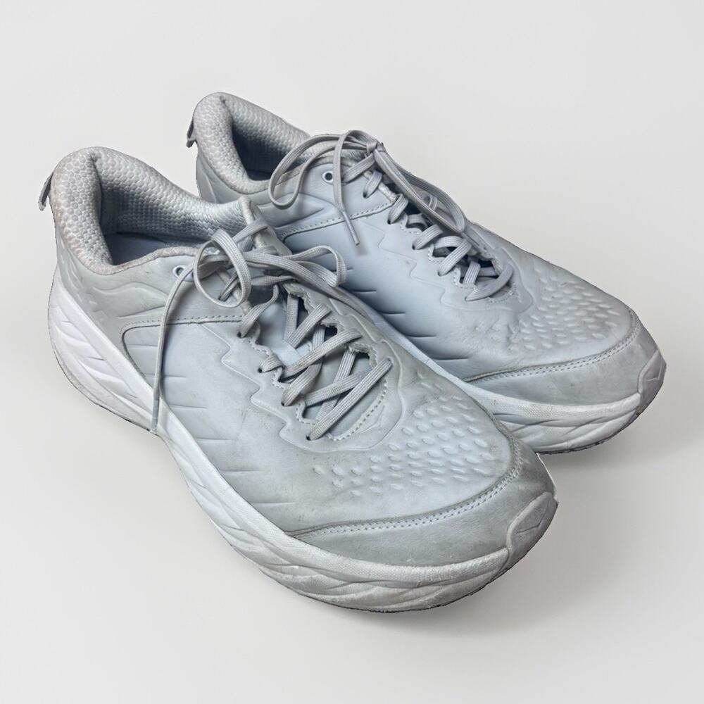 Hoka One One Bondi SR Mens 15 Gray Leather Walking Running Shoes